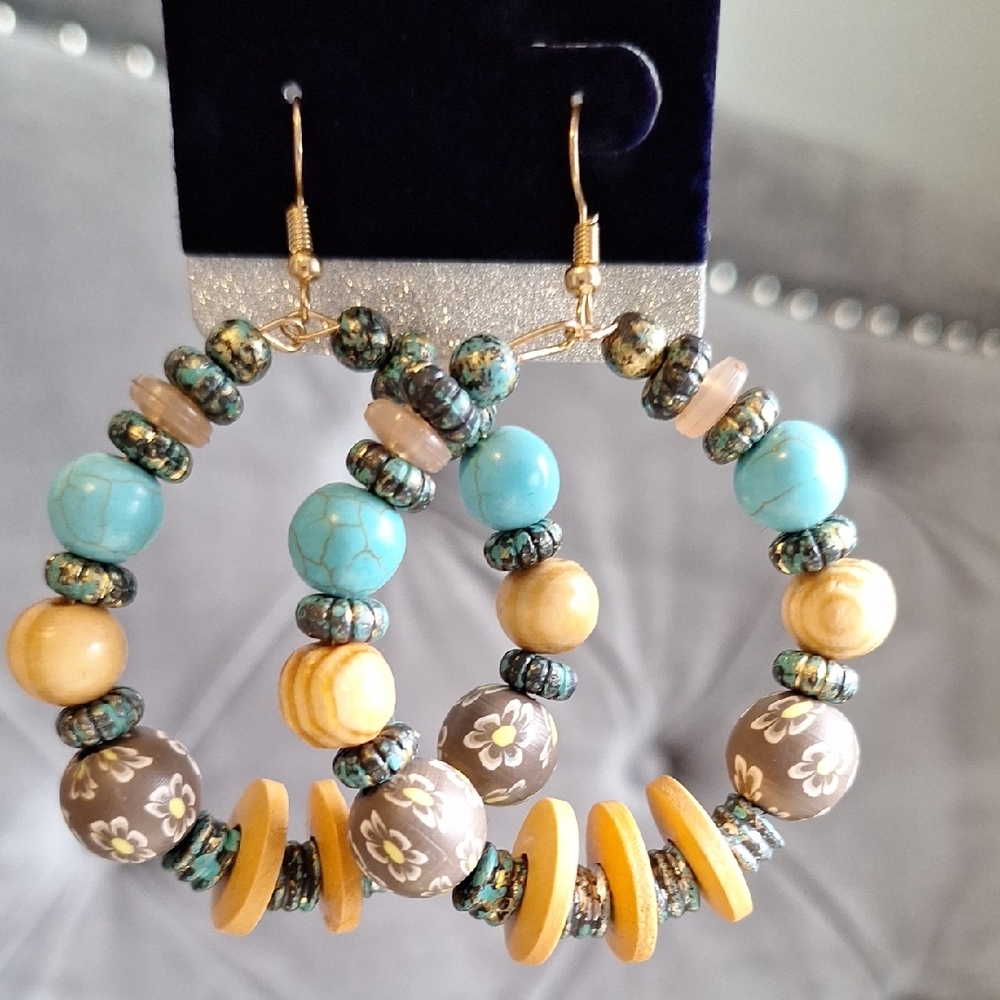 3 For $15 Bohemian Beaded Hoop Earrings